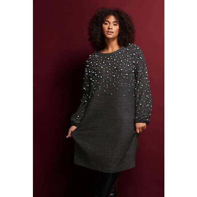 Evans curve women's plus size pearl embellished soft touch jumper dress