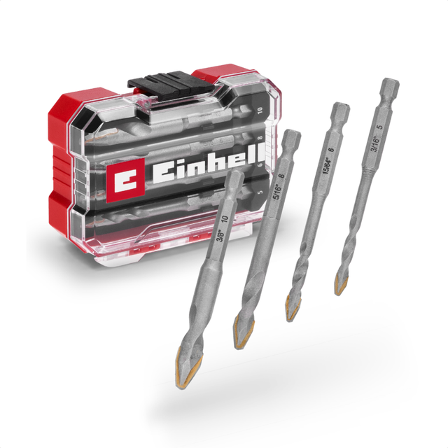 Einhell 4 Piece Ceramic Tile Drill Bit Set in XS Case