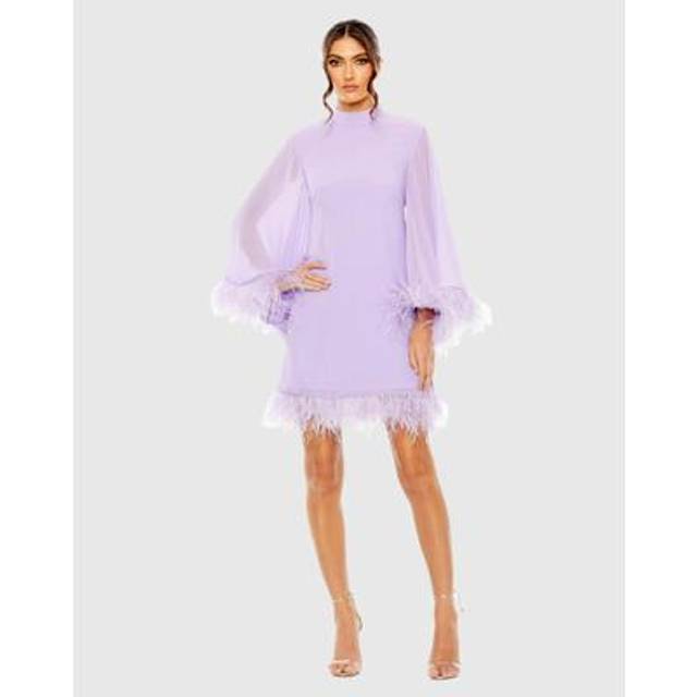 Mac Duggal High-Neck Cape Sleeve Mini Dress