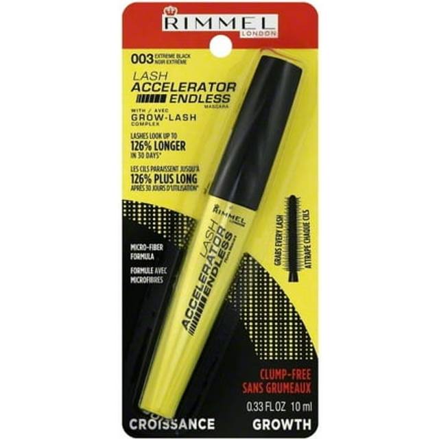 Rimmel London Lash Accelerator Endless Volume Mascara  Micro-Fiber Formula  No Clumps  Grow-Lash Complex  003  Extreme Black  0.33 oz