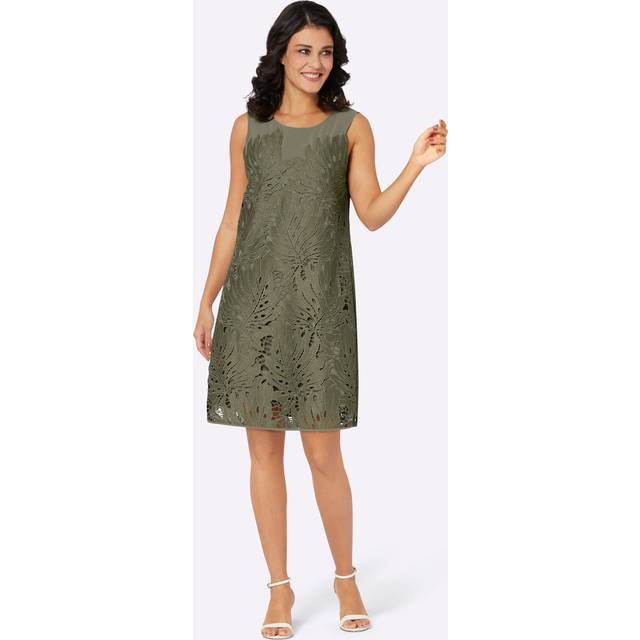 Creation L Leaf Print Sleeveless Dress - Khaki
