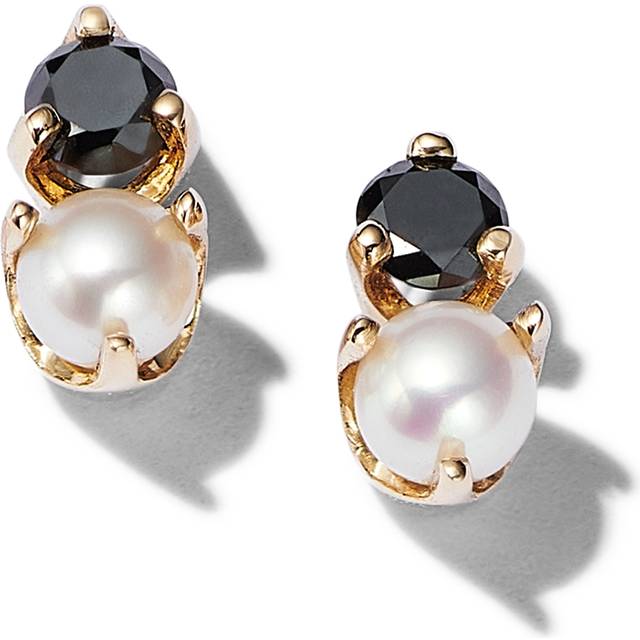 Zoe Chicco 14K Yellow Gold Cultured Freshwater Pearl & Black Diamond Stud Earrings - 150th Anniversary Exclusive