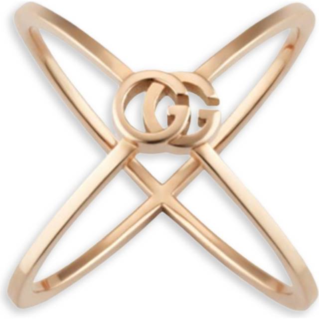 Gucci GG Running 18ct Rose Gold Criss Cross Ring (Size N-O)
