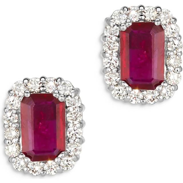 Bloomingdale's Fine Collection Ruby & Diamond Halo Stud Earrings in 14K White Gold