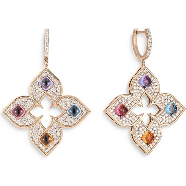 Roberto Coin 18K Rose Gold Venetian Princess Carnival Multi Gemstone & Diamond Flower Drop Earrings