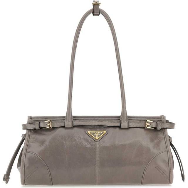 Prada Womens Grey Brand-plaque Medium Leather Shoulder Bag 1 Size - GREY