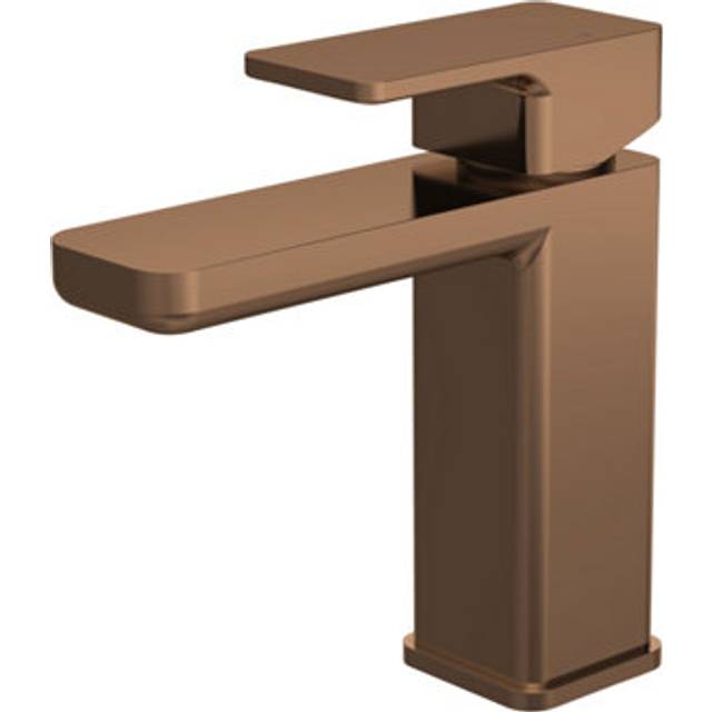 Contemporary square mono basin mixer tap with push button waste choice of colour