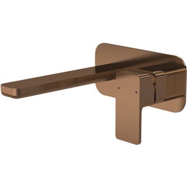Contemporary Square Wall Mounted 2 Tap Hole Basin Mixer Tap - Brushed Bronze