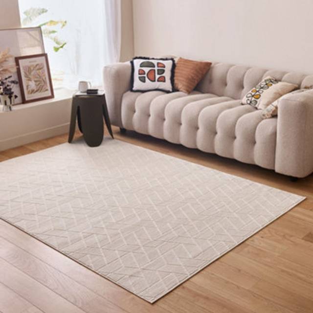 Area Rugs for Living Room Bedroom Kitchen with Modern Hexagon Design in Grey Cream Beige 6030 - 200cm x 290cm