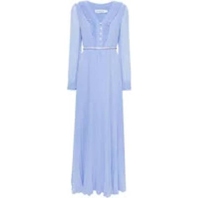 Self Portrait, Maxi Dresses, female, Blue, 3XS, Blue V-Neckline Diamanté Dress