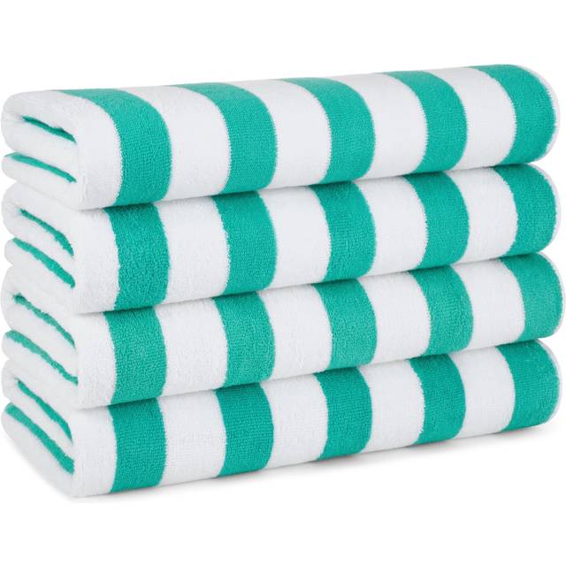 Cali Cabana Beach Towel, Green & White - Pack of 12