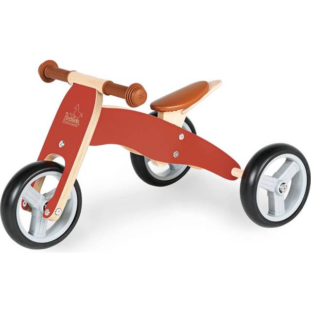 PINOLINO Mini Balanscykel 'Charlie', av trä, 4-vägs konvertibel, sadelhöjd justerbar i 6 lägen, för barn från 1,5 år och uppåt, natur