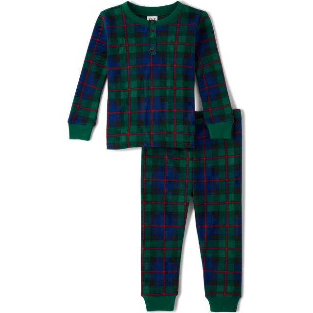 The Children's Place Baby Toddler 2 Piece Family Matching  Plaid Thermal Pajamas Sets  Green Tartan