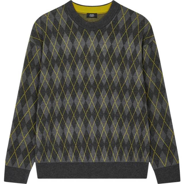 STUDIO TOMBOY - argyle-pattern jumper - men - Acrylic/Nylon/Fabric - M - Grey