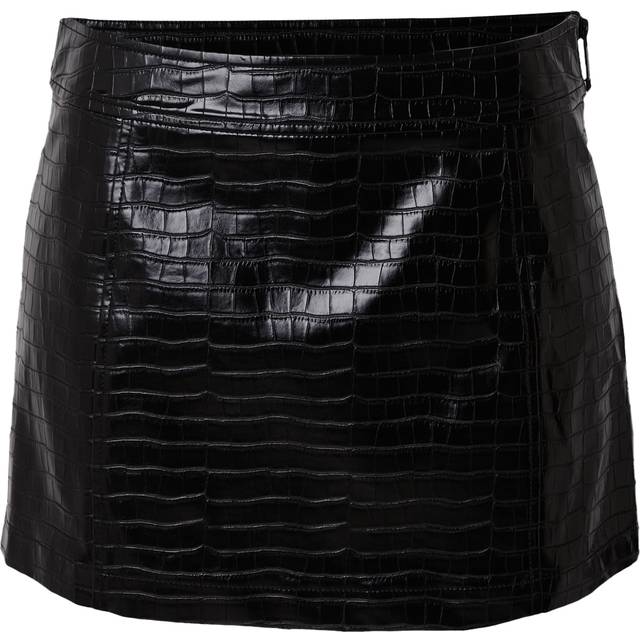 MK Crocodile Embossed Mini Skirt - Black - Michael Kors - UK 16