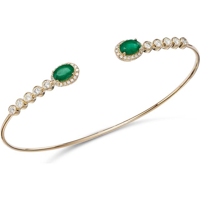 Bloomingdale's Fine Collection Emerald & Diamond Cuff Bangle Bracelet in 14K Yellow Gold