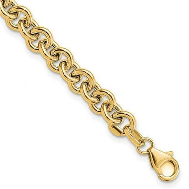 14K Yellow Gold Polished Fancy 6.5 mm 7.25 in. Rolo Link Bracelet