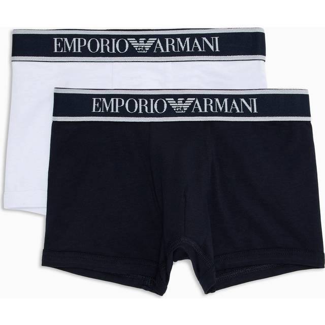 Emporio Armani Boys Blue & White Cotton Boxers (2 Pack) - Blue/White - 12 year