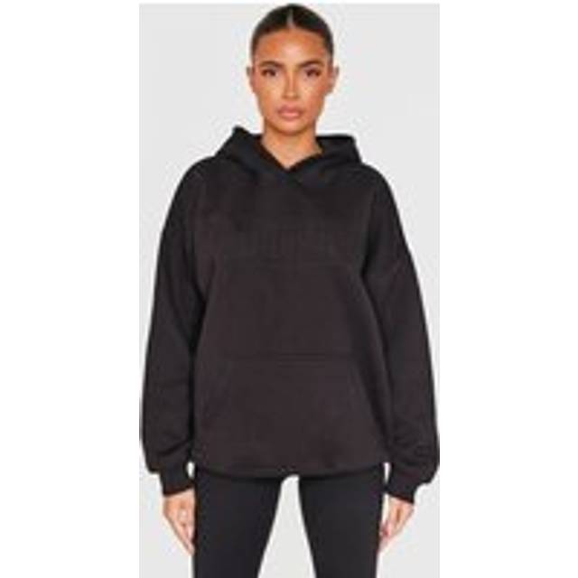 PRETTYLITTLETHING Black Applique Oversized Hoodie, Black - S