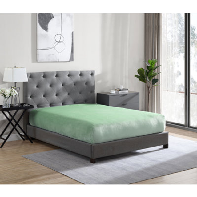 "Cathay Home Queen Flannel-Plush Fitted Sheet - Ultra Soft & Thick Plush  No-Pilling - All Season Cozy Warmth - 12"""" Deep Pocket Fitted Sheet Only (Que"