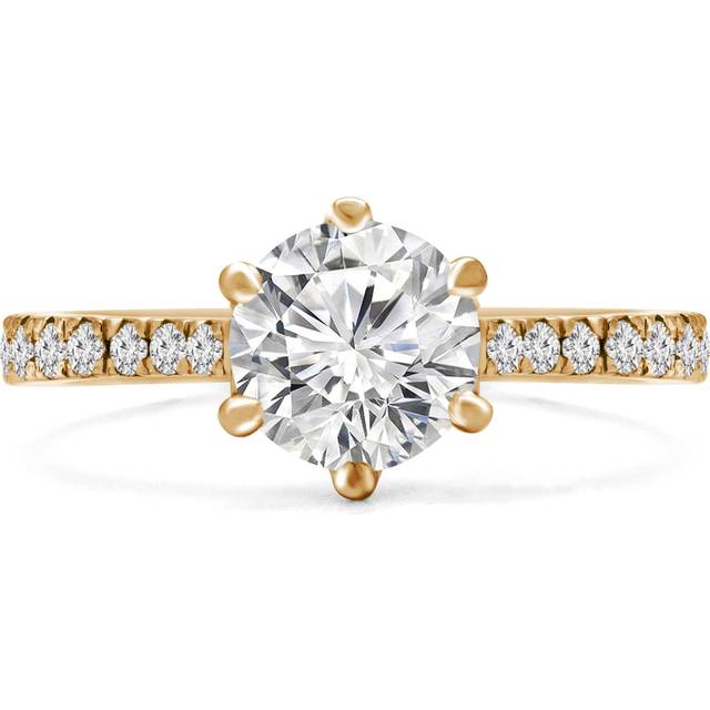 Majesty Diamonds MD240168-7 1.5 CTW Round Lab Created Diamond Tapered Solitaire with Accents Engagement Ring in 14K Yellow Gold - Size 7