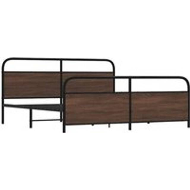 vidaXL Metal Bed Frame without Mattress Brown Oak 180x200 cm Super King
