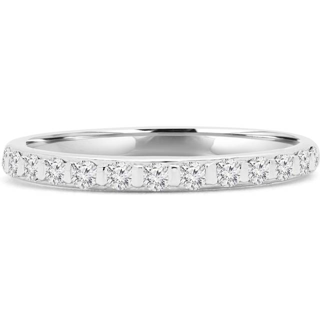 Majesty Diamonds MD230295-7.5 0.2 CTW Round Diamond Shared Prong Semi-Eternity Anniversary Wedding Band Ring in 14K White Gold - Size 7.5