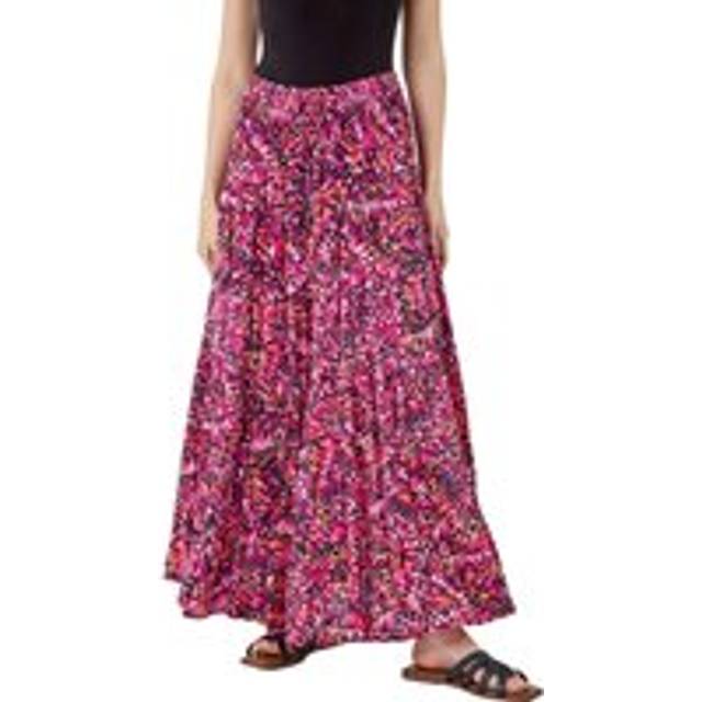 Butterfly Crinkle Tiered Maxi Skirt - Pink - Size 12 - Roman