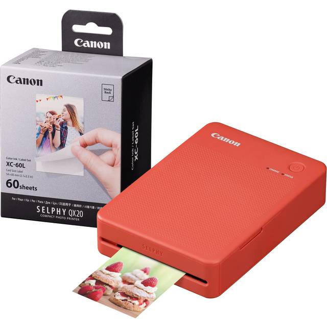 Canon Selphy Qx20 Instant Photo Printer Including 60 Shot Print Media - Terracotta Red