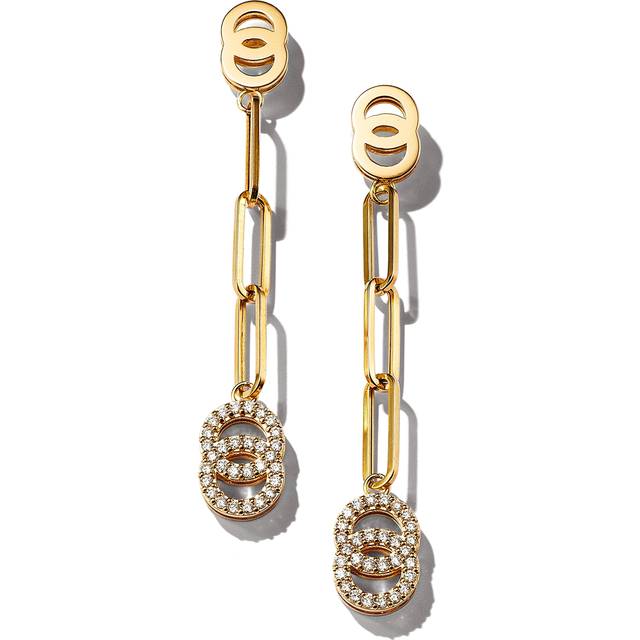 Roberto Coin 18K Yellow Gold Double O Paperclip Link Earrings with Diamonds - 150th Anniversary Exclusive