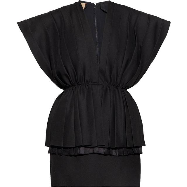 Pleated Dress - 40 - Black