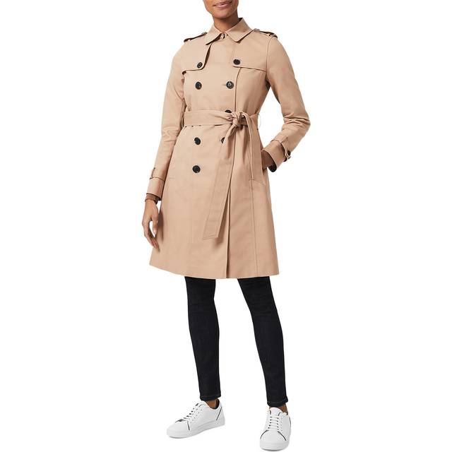 Saskia Trench Coat - TAN - A classic trench with a defined double-breasted cut, the Saskia from Hobbs offers military-inspired details via a storm flap, strapped cuffs and smooth epaulettes.
