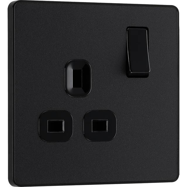 BG Evolve Matt Black Single Switched 13A Power Socket - PCDMB21B