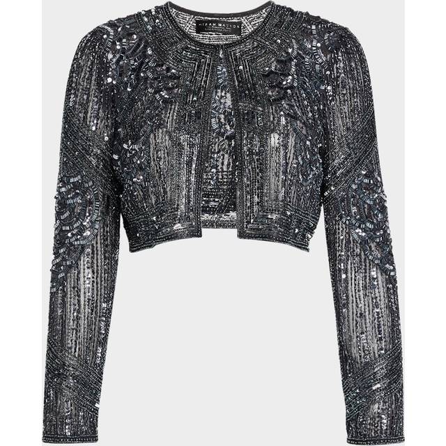 Aidan Mattox by Adrianna Papell Bead Bolero Jacket, Gunmetal