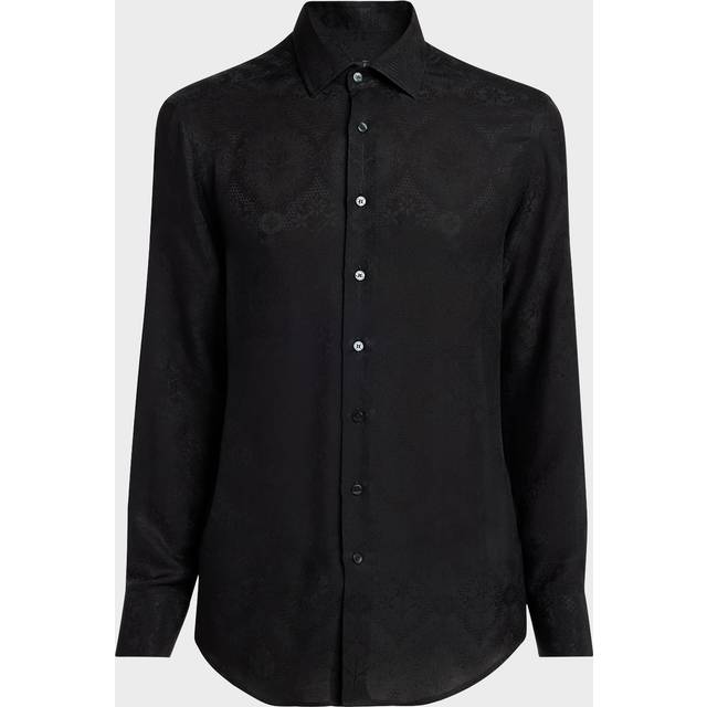 Etro, Chemise Roma À Motif Jacquard Fleuri, Homme, Noir, Taille 42