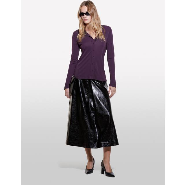 SISLEY Patent Faux Leather Skirt, Black