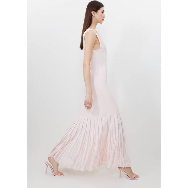 Petite Viscose Blend Sheer Skirt Maxi Knit Dress - Soft Pink
