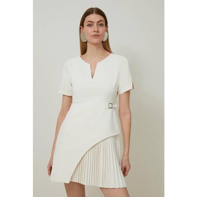 Tall Tailored Military Short Sleeve Mini Dress - Ivory