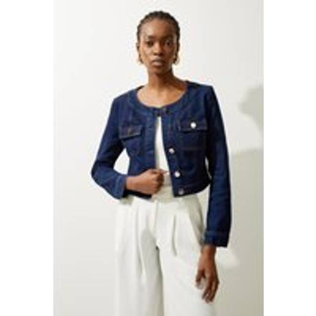 Cropped Denim Pocket Detail Jacket - Indigo
