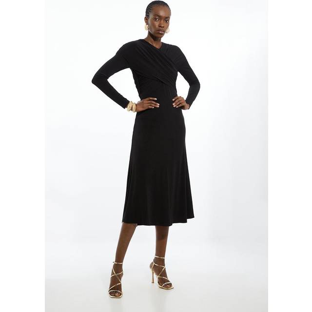 Ruched Jersey Crepe Maxi Dress - Black