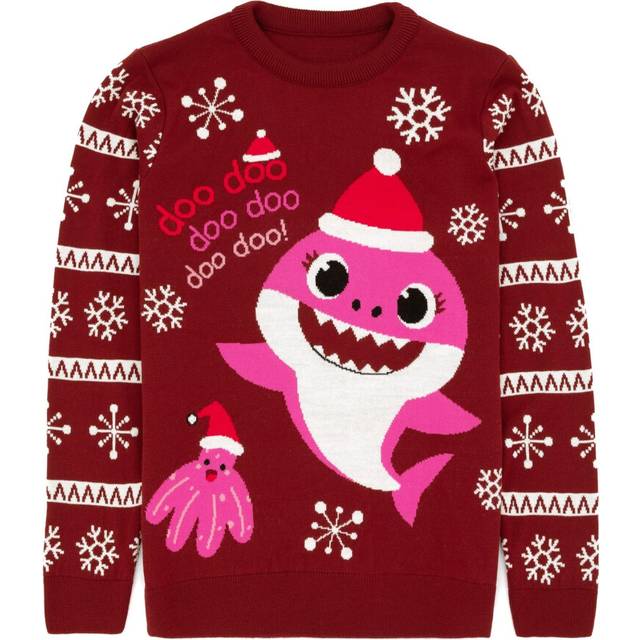 (S, Red) Baby Shark Womens/Ladies Mummy Shark Christmas Jumper
