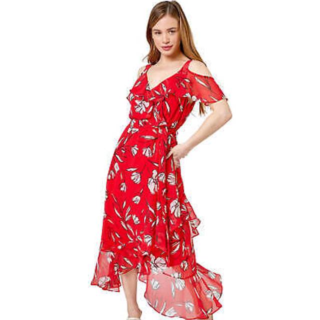 Floral print cold shoulder midi dress - ladies roman petite women