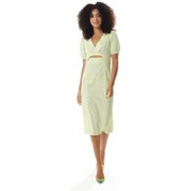 Womens Gingham Cut out front Midi Dress in Green and White - 16