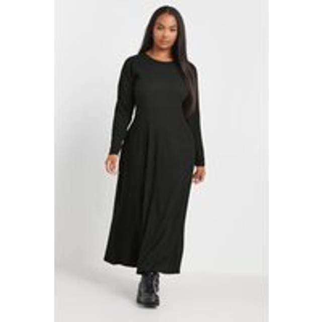 Yours Curve Black Textured Flared Maxi Dress, Women's Curve & Plus Size, Yours - 34-36