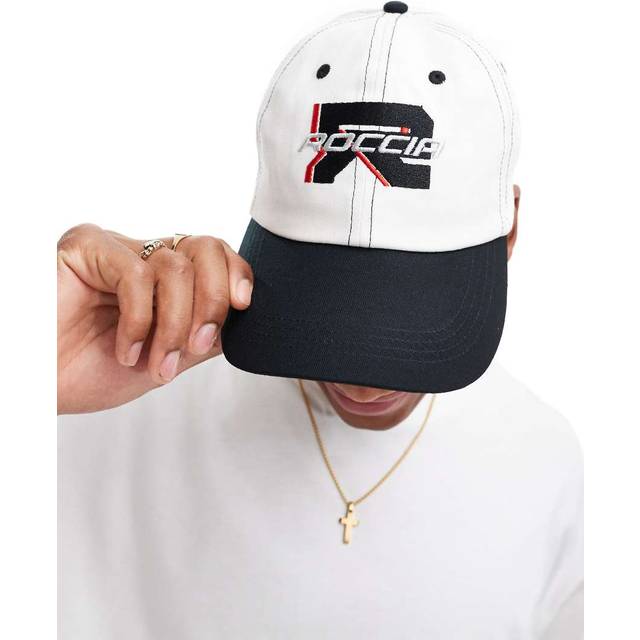 ASOS DESIGN – Kontrastfärgad baseballkeps med broderat tryck-Vit/a