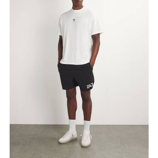 247 By Represent Mens Black Fused Brand-print Straight-leg Regular-fit Stretch-woven Shorts M - BLACK