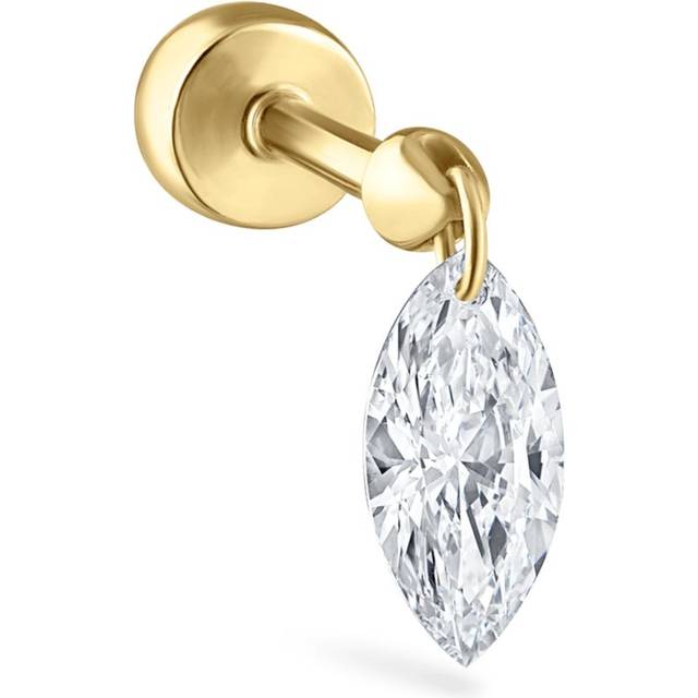 Maria Tash Yellow Gold Floating Marquise Diamond Charm Threaded Stud Earring - 6mm