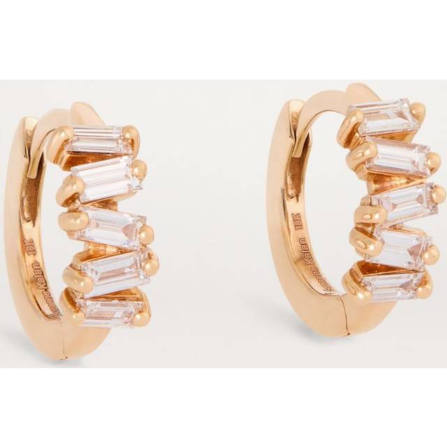 Suzanne Kalan Rose Gold and Diamond Fireworks Huggie Earrings - One size