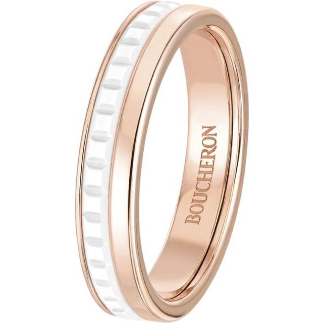 Boucheron Womens Pink Quatre White Edition 18ct Pink-gold and Ceramic Wedding Band 46mm - PINK