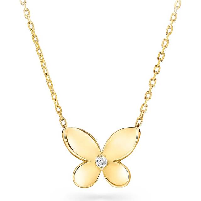 Graff Mini Yellow Gold and Diamond Butterfly Necklace - One size